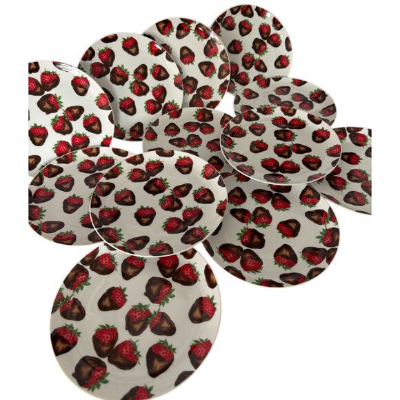 Chocolate Strawberry Department 56 Dessert Plates 7" Made In Japan Set Of 12 - Picture 5 of 5